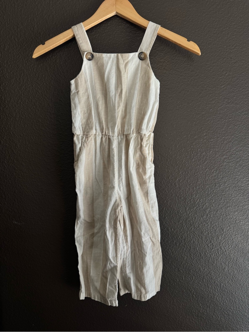 H&M Light Cream Linen-Blend Kids One-Piece Jumper